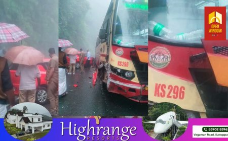 പീരുമേട് മുറിഞ്ഞ പുഴയ്ക്ക് സമീപം കെഎസ്ആർടിസി ബസ്സും കാറും കൂട്ടിയിടിച്ച് അപകടം