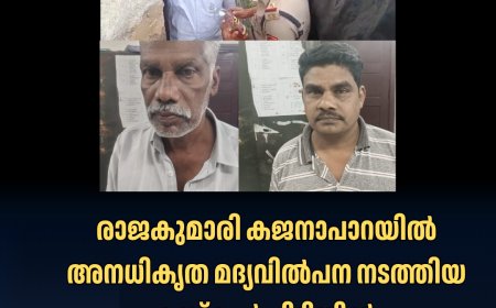രാജകുമാരി കജനാപാറയിൽ അനധികൃത മദ്യവിൽപന നടത്തിയ രണ്ട് പേർ പിടിയിൽ