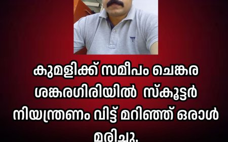 കുമളിക്ക് സമീപം ചെങ്കര ശങ്കരഗിരിയിൽ  സ്കൂട്ടർ നിയന്ത്രണം വിട്ട് മറിഞ്ഞ് ഒരാൾ മരിച്ചു.