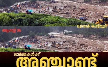 മൂന്നാർ പെട്ടിമുടി ദുരന്തത്തിന് അഞ്ചാണ്ട്. 2020 ആഗസ്റ്റ് ആറാം തീയതി ഉണ്ടായ ഉരുൾപെട്ടൽ കവർന്നെടുത്തത് 70 പേരുടെ ജീവന്‍.