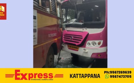 പെരുവന്താനം അമലഗിരിക്ക് സമീപം കെഎസ്ആർടിസി ബസും സ്വകാര്യ ബസും തമ്മിൽ കൂട്ടിയിടിച്ചു