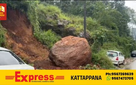 നെടുംകണ്ടത് റോഡിന് സമീപത്തേക്ക് കൂറ്റൻ പാറ ഉരുണ്ടു വീണു; ഒഴിവായത് വൻ അപകടം