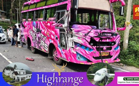 പീരുമേട് തട്ടാത്തിക്കാനത്ത് ജീപ്പും മിനി ബസ്സും തമ്മിൽ കൂട്ടിയിടിച്ച് 4 പേർക്ക് പരുക്ക്