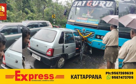 അയ്യപ്പൻകോവിൽ പരപ്പ് തോണിത്തടിക്ക് സമീപം കാറും ബസും കൂട്ടിയിടിച്ച് 2 പേർക്ക് പരുക്ക്