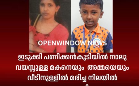 ഇടുക്കി പണിക്കൻകുടിയിൽ നാലു വയസ്സുള്ള മകനെയും  അമ്മയെയും വീടിനുള്ളിൽ മരിച്ച നിലയിൽ കണ്ടെത്തി