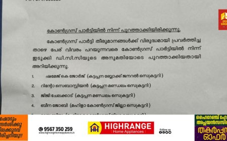 കട്ടപ്പന നഗരസഭയിലെ വിമതൻമാരെ പുറത്താക്കി കോൺഗ്രസ്