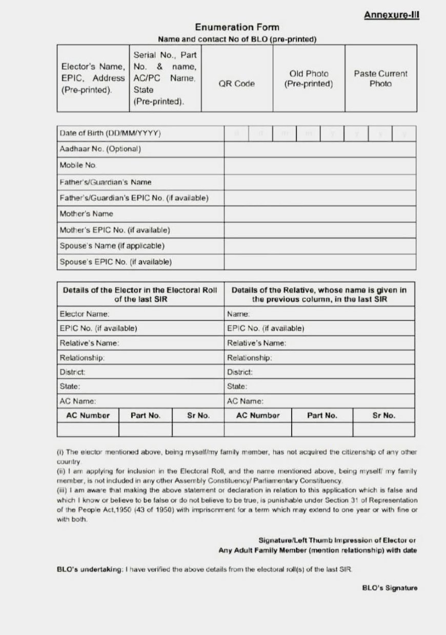 എസ്.ഐ. ആർ: എന്യൂമറേഷൻ ഫോം പൂരിപ്പിച്ച് എത്രയും വേഗം സമർപ്പിക്കണം-കളക്ടർ.