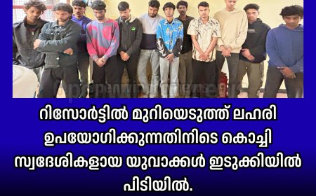 റിസോർട്ടിൽ മുറിയെടുത്ത് ലഹരി ഉപയോഗിക്കുന്നതിനിടെ കൊച്ചി സ്വദേശികളായ യുവാക്കൾ ഇടുക്കിയിൽ പിടിയിൽ.