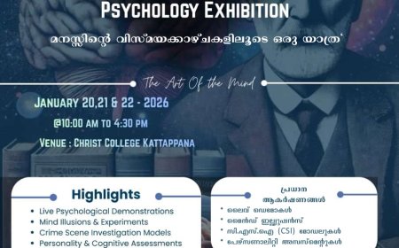 പുളിയന്മല
ക്രൈസ്റ്റ് കോളേജിൽ സംസ്ഥാനതല സൈക്കോളജി പ്രദർശനം ജനുവരി 21,22,23 തീയതികളിൽ