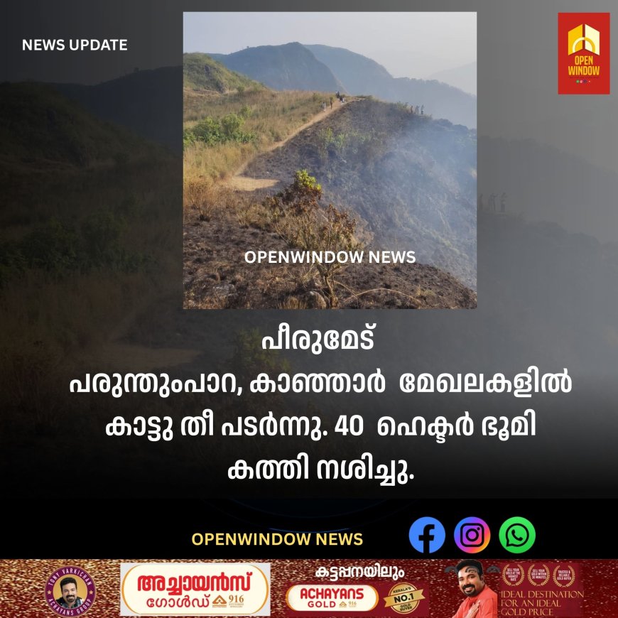 പീരുമേട് 
പരുന്തുംപാറ, കാഞ്ഞാർ  മേഖലകളിൽ കാട്ടു തീ പടർന്നു. 40  ഹെക്ടർ ഭൂമി കത്തി നശിച്ചു.