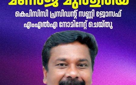 ഇടുക്കി ഡിസിസി ജനറൽ സെക്രട്ടറിയായി മനോജ് മുരളിയെ കെപിസിസി പ്രസിഡന്റ് അഡ്വക്കേറ്റ് സണ്ണി ജോസഫ്  എംഎൽഎ നോമിനേറ്റ് ചെയ്തു