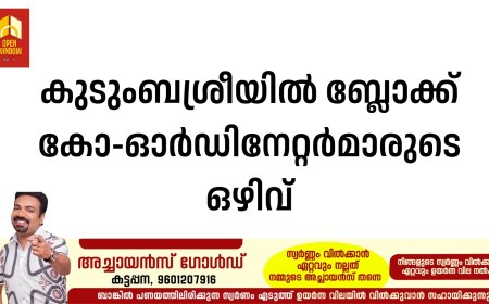കുടുംബശ്രീയില്‍ ബ്ലോക്ക് കോ-ഓര്‍ഡിനേറ്റര്‍മാരുടെ ഒഴിവ്