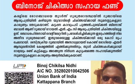 ദുബായിൽ ഗുരുതരാവസ്ഥയിൽ ചികിത്സയിൽ കഴിയുന്ന കട്ടപ്പന സ്വദേശി ബിനോജിനെ ജീവിതത്തിലേക്ക് തിരികെ കൊണ്ടുവരാൻ ജനകീയ സമിതി രംഗത്ത്.
കട്ടപ്പന നഗരസഭയുടെ നേതൃത്വത്തിലാണ് ബിനോജ് ചികിത്സ സഹായ നിധി രൂപികരിച്ചിരിക്കുന്നത്.
