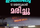 തൊടുപുഴ ഉറവപ്പാറയിൽ ഇടിമിന്നലേറ്റ് 12 വയസുകാരിയായ പെൺകുട്ടി മരിച്ചു