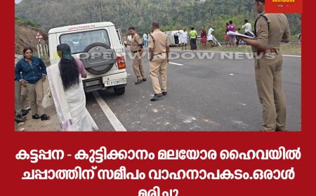 കട്ടപ്പന - കുട്ടിക്കാനം മലയോര ഹൈവയിൽ ചപ്പാത്തിന് സമീപം വാഹനാപകടം.ഒരാൾ മരിച്ചു