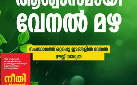 കൊടും ചൂടിന് ആശ്വാസം; സംസ്ഥാനത്ത് ഒറ്റപ്പെട്ട ഇടങ്ങളിൽ വേനൽ മഴയ്ക്ക് സാധ്യത, പാലക്കാട് വിദ്യാഭ്യാസ സ്ഥാപനങ്ങളിൽ ഇന്ന് മുതൽ ഓൺലൈൻ ക്ലാസുകൾ മാത്രം