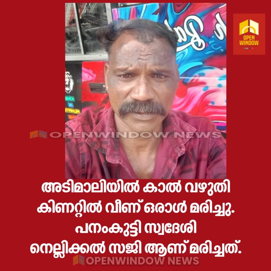 അടിമാലിയില്‍ കാല്‍ വഴുതി കിണറ്റില്‍ വീണ് ഒരാള്‍ മരിച്ചു. പനംകുട്ടി സ്വദേശി
നെല്ലിക്കല്‍ സജി ആണ് മരിച്ചത്.