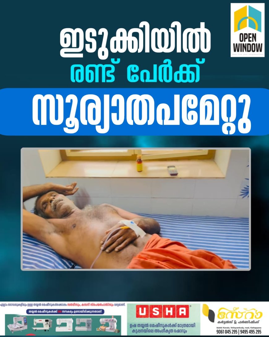 ഇടുക്കിയിൽ രണ്ട് പേർക്ക് സൂര്യാതപമേറ്റു