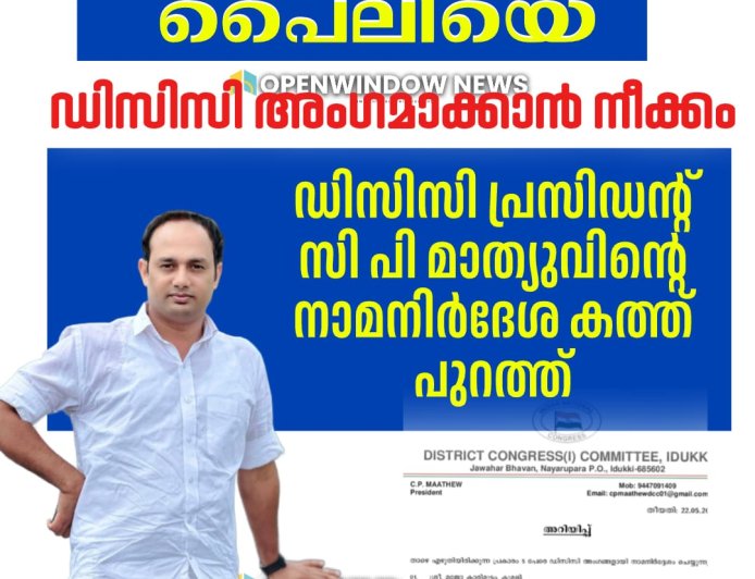 ധീരജ് വധക്കേസ് പ്രതി നിഖിൽ പൈലിയെ ഡിസിസി അംഗമാക്കാൻ നീക്കം;ഡിസിസി പ്രസിഡൻ്റ് സി പി മാത്യുവിൻ്റെ നാമനിർദേശ കത്ത് പുറത്ത്
