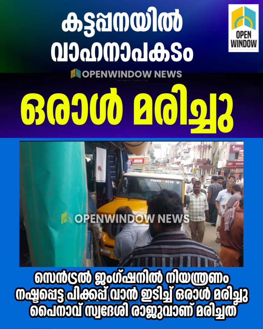 കട്ടപ്പനയിൽ വാഹനാപകടം
ഒരാൾ മരിച്ചു