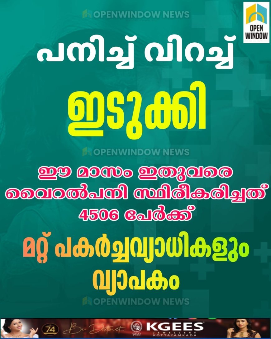 പനിബാധിതരാല്‍ നിറഞ്ഞ് ഇടുക്കി.  ഈ മാസം ഇതുവരെ 4506 പേര്‍ക്ക് വൈറല്‍പനി സ്ഥിരീകരിച്ചു.