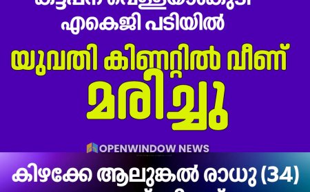 കട്ടപ്പന വെള്ളയാംകുടി എകെജി പടിയിൽ യുവതി കിണറ്റിൽ വീണ് മരിച്ചു
കിഴക്കേ ആലുങ്കൽ രാധു (34) ആണ് മരിച്ചത്