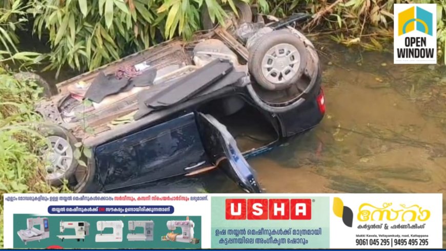 പഴയരിക്കണ്ടത്ത് നിയന്ത്രണം നഷ്ടപ്പെട്ട കാർ പുഴയിലേക്ക് മറിഞ്ഞു; 5 പേർക്ക് പരിക്ക്