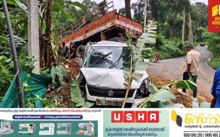 കുമളി-ആനവിലാസം-കട്ടപ്പന റൂട്ടിൽ കടമാക്കുഴിയിൽ വാഹനാപകടം ; ടോറസ് ലോറി നിയന്ത്രണം വിട്ട് മറ്റ് വാഹനങ്ങളിലിടിച്ച ശേഷം റോഡരികിലേക്ക് മറിഞ്ഞു.