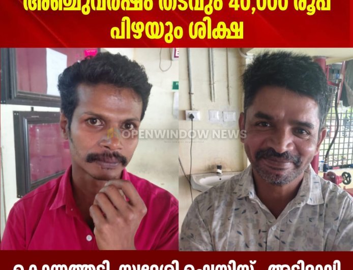 വെള്ളത്തൂവല്‍ സ്വദേശിനിയെ വീട്ടില്‍ അതിക്രമിച്ച് കയറി കൊലപ്പെടുത്താന്‍ ശ്രമിച്ച പ്രതികള്‍ക്ക് അഞ്ചുവര്‍ഷം തടവും 40,000 രൂപ പിഴയും ശിക്ഷ;  കൊന്നത്തടി  സ്വദേശി ഷെയിസ്,  അടിമാലി  സ്വദേശി ജയേഷ് എന്നിവരെയാണ് ശിക്ഷിച്ചത്