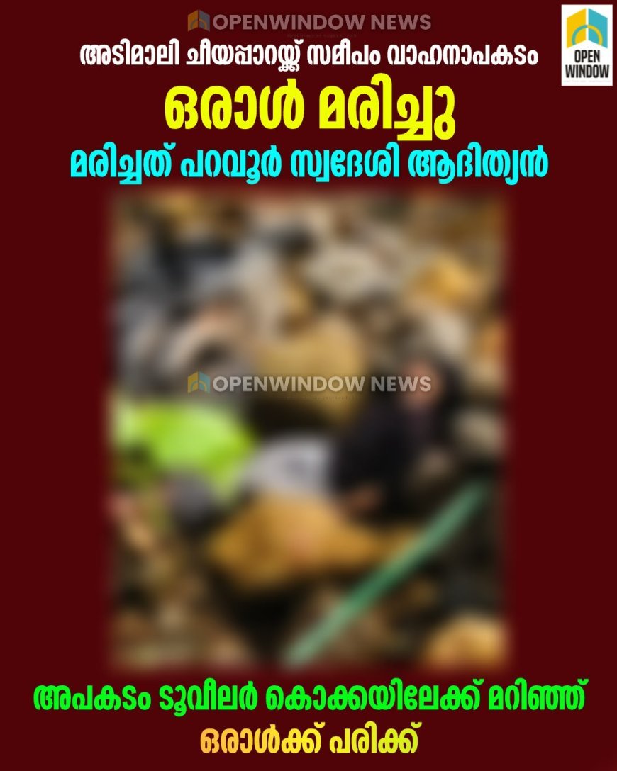 അടിമാലി ചീയപ്പാറ മൂന്നു കലുങ്കിന് സമീപം വാഹനാപകടം; ഒരാള്‍ മരിച്ചു